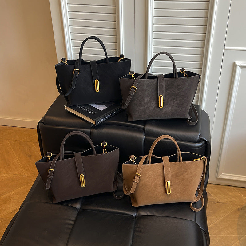 Retro High-capacity Minimalist Suede-style Tote Bag