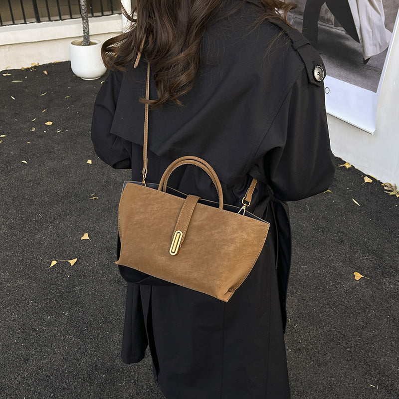 Retro High-capacity Minimalist Suede-style Tote Bag